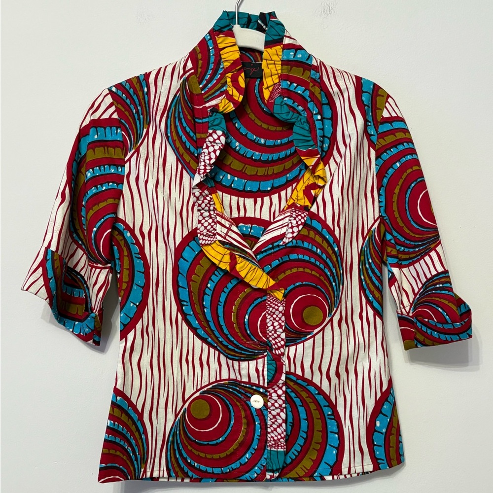 Vibrant Multicolor Ankara Blouse - image 1
